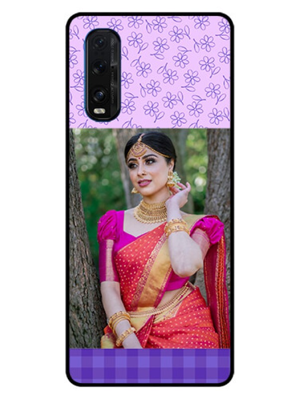 Custom Oppo Find X2 Custom Glass Phone Case  - Purple Floral Design