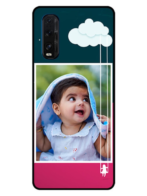 Custom Oppo Find X2 Custom Glass Phone Case  - Cute Girl with Cloud Design