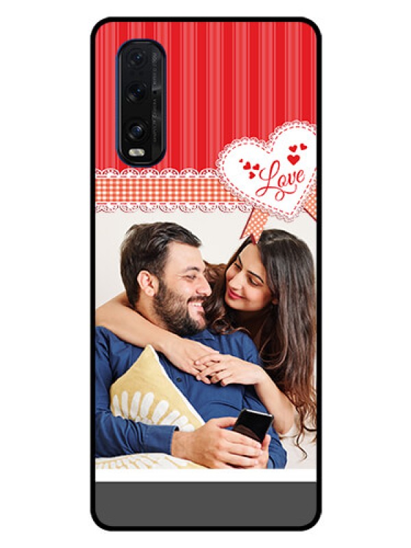 Custom Oppo Find X2 Custom Glass Mobile Case  - Red Love Pattern Design