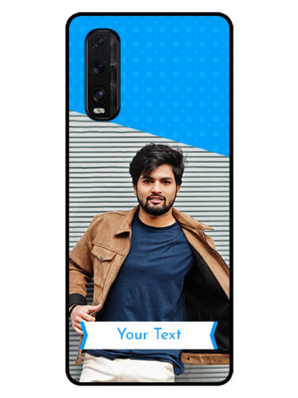 Custom Oppo Find X2 Photo Printing on Glass Case  - Simple Blue Color Design
