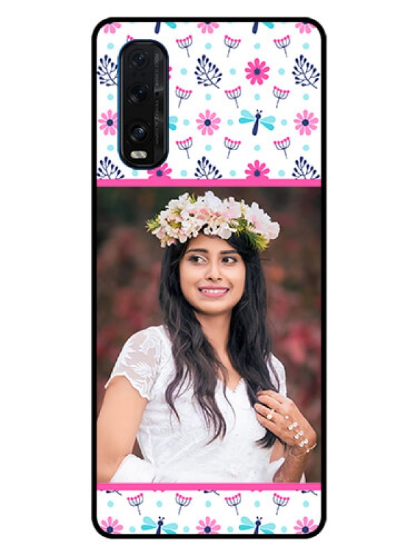 Custom Oppo Find X2 Photo Printing on Glass Case  - Colorful Flower Design