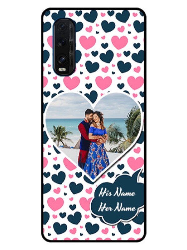Custom Oppo Find X2 Custom Glass Phone Case  - Pink & Blue Heart Design