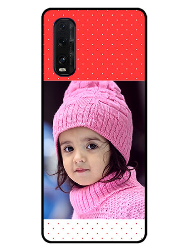 Custom Oppo Find X2 Photo Printing on Glass Case  - Red Pattern Design