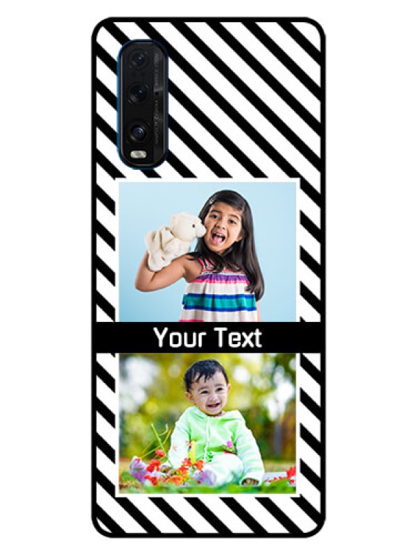 Custom Oppo Find X2 Photo Printing on Glass Case  - Black And White Stripes Design
