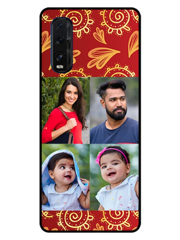 Custom Oppo Find X2 Photo Printing on Glass Case  - 4 Image Traditional Design