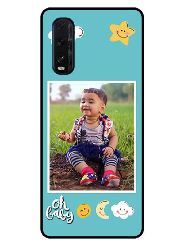Custom Oppo Find X2 Personalized Glass Phone Case  - Smiley Kids Stars Design