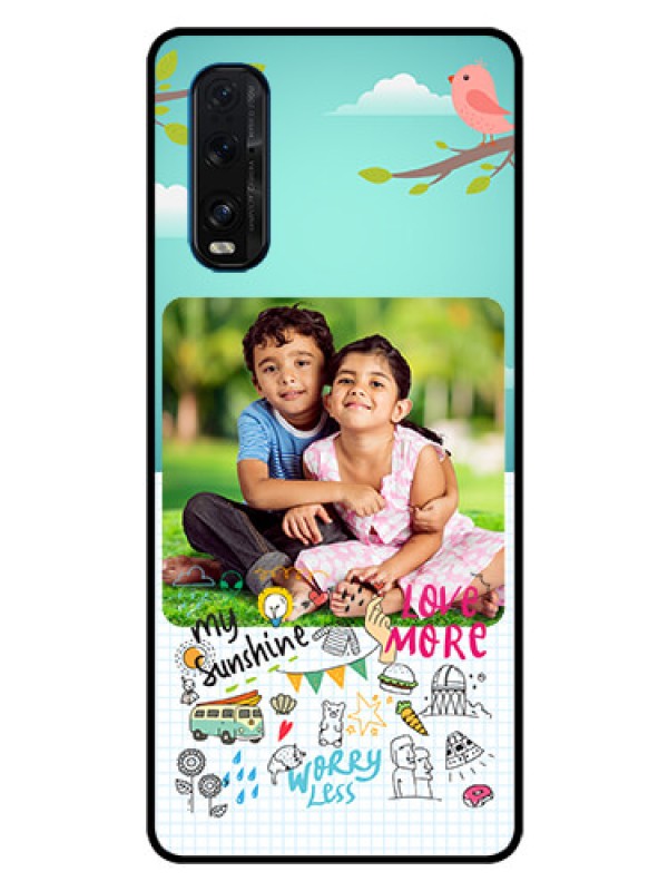 Custom Oppo Find X2 Photo Printing on Glass Case  - Doodle love Design