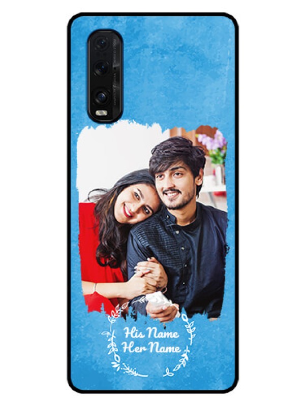 Custom Oppo Find X2 Custom Glass Phone Case - Blue Color Vintage Design