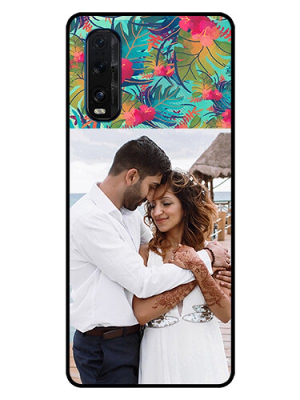 Custom Oppo Find X2 Photo Printing on Glass Case  - Watercolor Floral Design