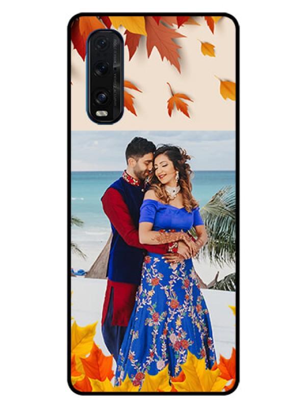 Custom Oppo Find X2 Photo Printing on Glass Case  - Autumn Maple Leaves Design