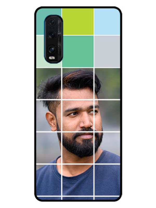 Custom Oppo Find X2 Photo Printing on Glass Case  - with white box pattern 