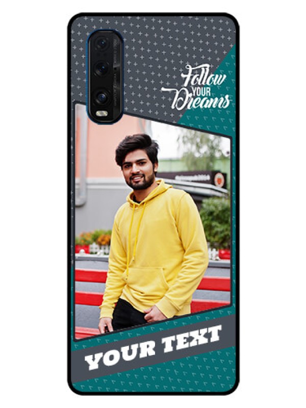 Custom Oppo Find X2 Personalized Glass Phone Case  - Background Pattern Design with Quote