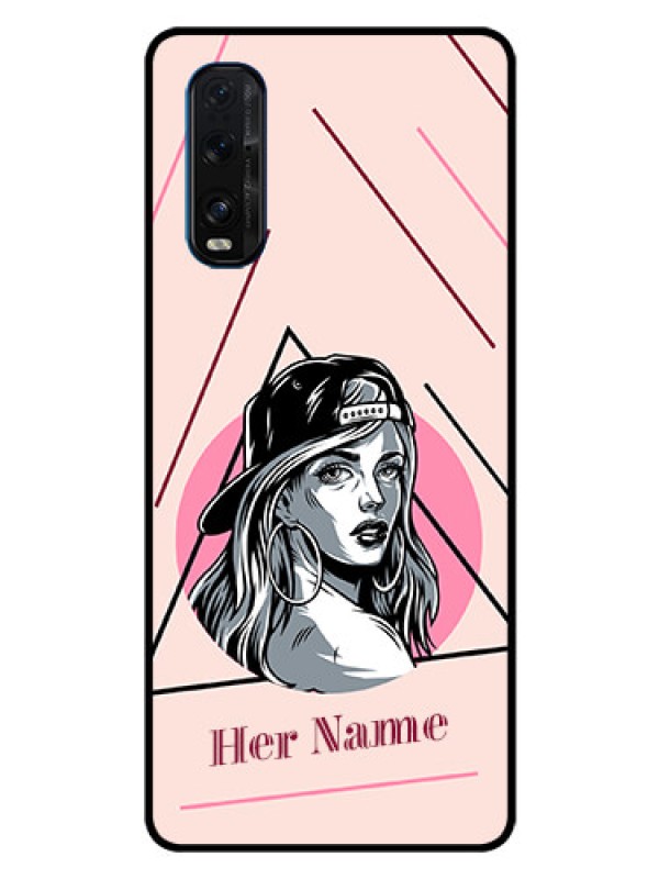 Custom Oppo Find X2 Personalized Glass Phone Case - Rockstar Girl Design