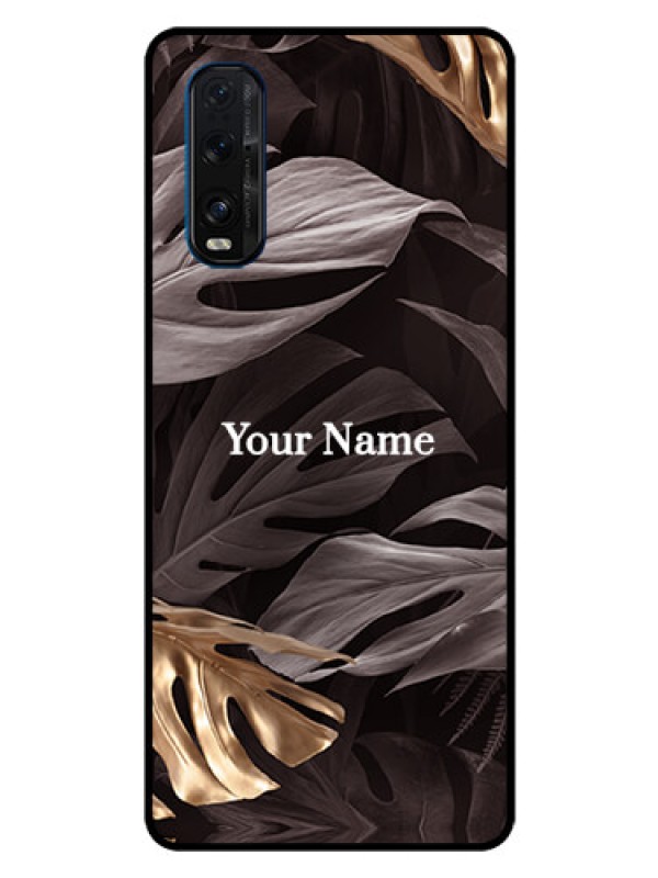 Custom Oppo Find X2 Personalised Glass Phone Case - Wild Leaves digital paint Design