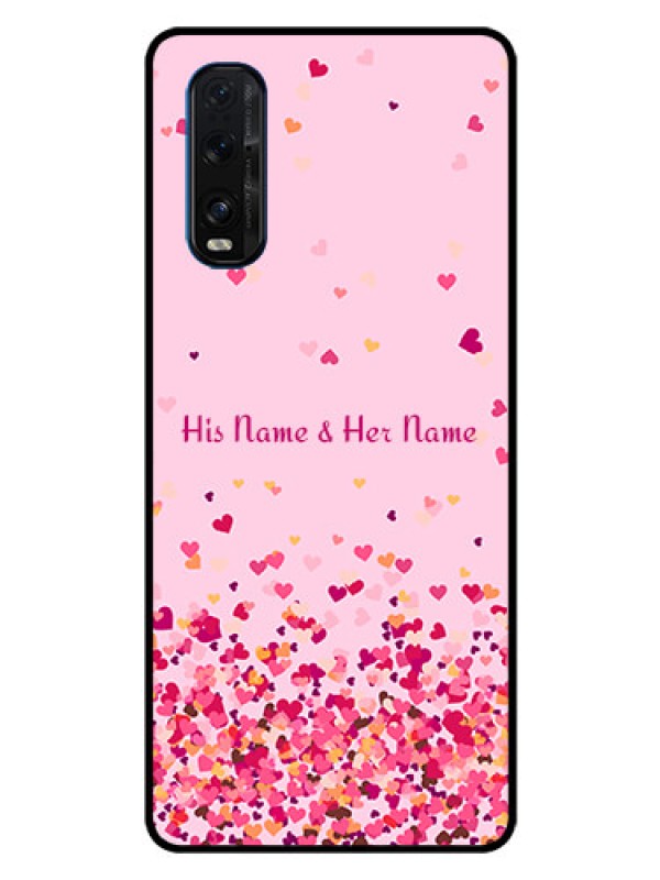 Custom Oppo Find X2 Photo Printing on Glass Case - Floating Hearts Design
