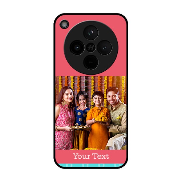 Find X8 5G Custom Glass Phone Case - Peach and Blue Color Design