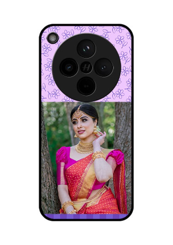 Find X8 5G Custom Glass Phone Case - Purple Floral Design