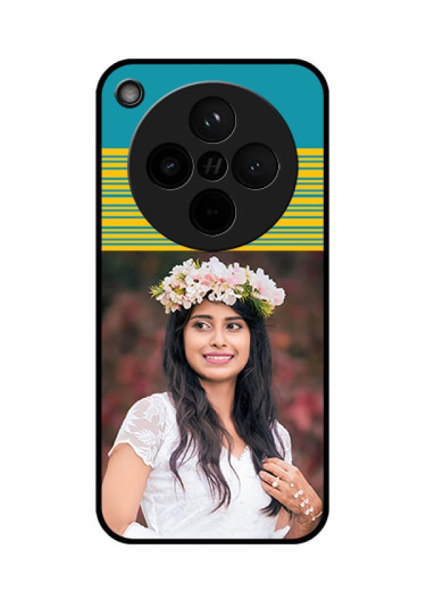 Find X8 5G Custom Glass Phone Case - Yellow and Blue Design