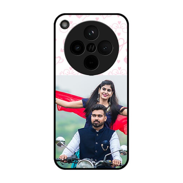 Find X8 5G Custom Glass Phone Case - Pink Flying Heart Design