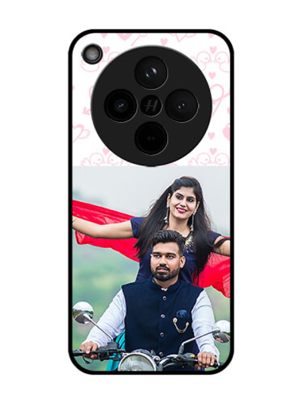 Custom Find X8 5G Custom Glass Phone Case - Pink Flying Heart Design