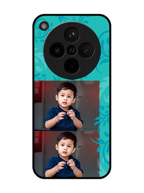 Custom Find X8 5G Custom Glass Phone Case - With Photo And Green Floral Design