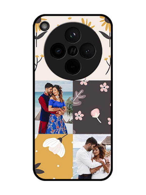 Custom Find X8 5G Custom Glass Phone Case - 3 Images With Floral Design