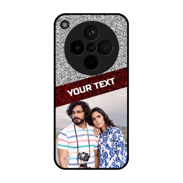 Find X8 5G Custom Glass Phone Case - Image Holder With Glitter Strip Design Find X8 5G Custom Glass Phone Case - Image Holder With Glitter Strip Design