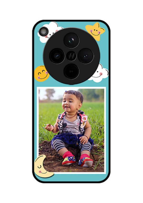 Find X8 5G Custom Glass Phone Case - Smiley Kids Stars Design