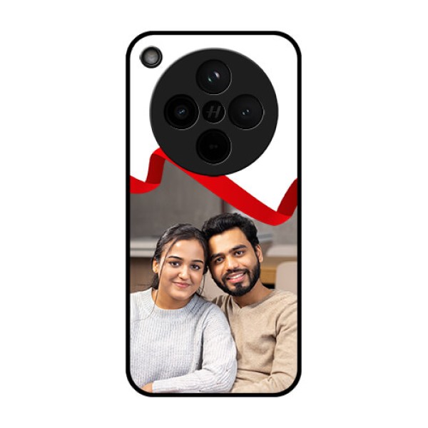 Find X8 5G Custom Glass Phone Case - Red Ribbon Frame Design