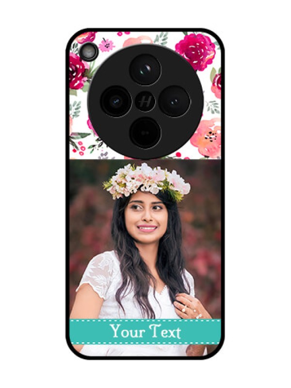 Custom Find X8 5G Custom Glass Phone Case - Water Colors Floral Design