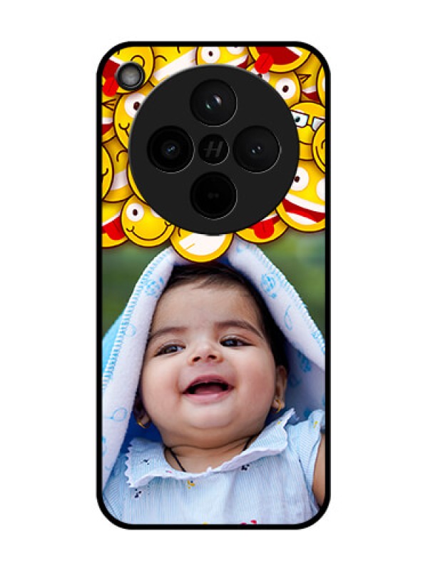 Custom Find X8 5G Custom Glass Phone Case - With Smiley Emoji Design