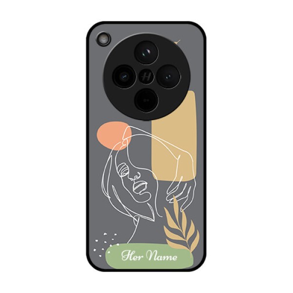 Find X8 5G Custom Glass Phone Case - Gazing Woman Line Art Design Find X8 5G Custom Glass Phone Case - Gazing Woman Line Art Design