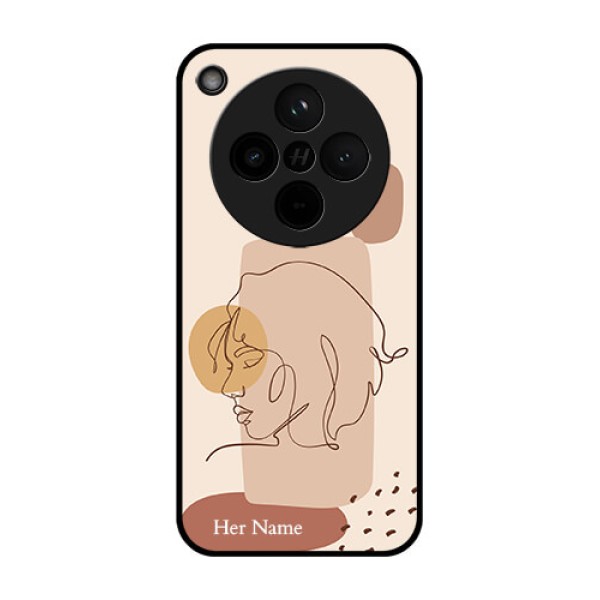 Find X8 5G Custom Glass Phone Case - Calm Woman Line Art Design