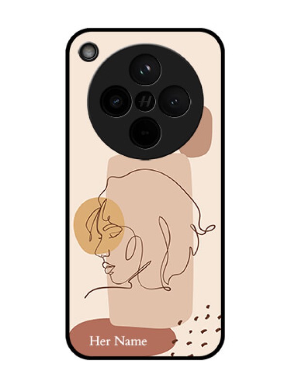 Custom Find X8 5G Custom Glass Phone Case - Calm Woman Line Art Design