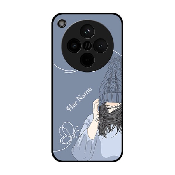 Find X8 5G Custom Glass Phone Case - Girl In Winter Outfit Design