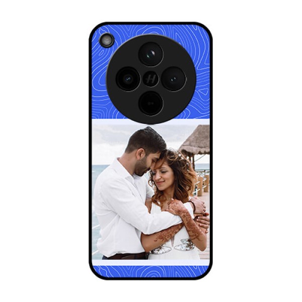 Find X8 5G Custom Glass Phone Case - Curved Line Art With Blue And White Design Find X8 5G Custom Glass Phone Case - Curved Line Art With Blue And White Design