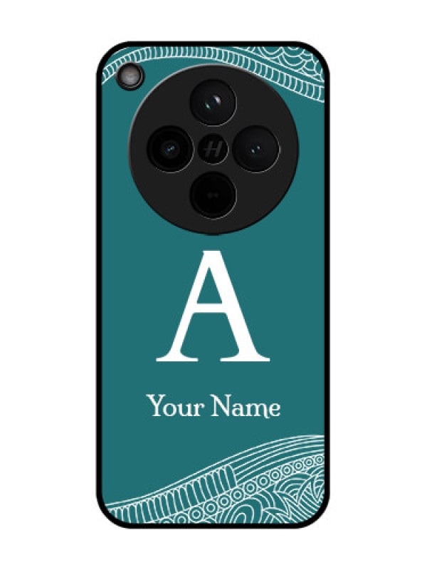Custom Find X8 5G Custom Glass Phone Case - Line Art Pattern With Custom Name Design
