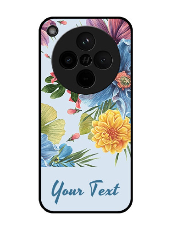 Custom Find X8 5G Custom Glass Phone Case - Stunning Watercolored Flowers Painting Design
