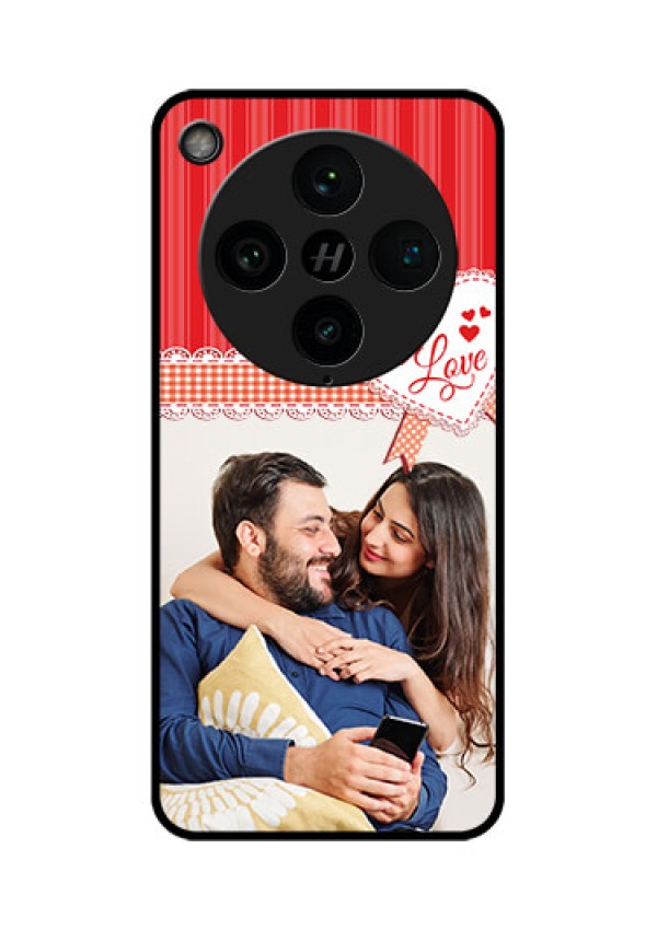 Find X8 Pro 5G Custom Glass Phone Case - Red Love Pattern Design