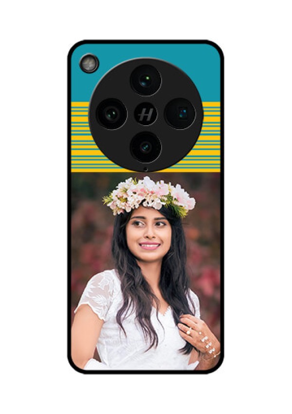 Find X8 Pro 5G Custom Glass Phone Case - Yellow and Blue Design