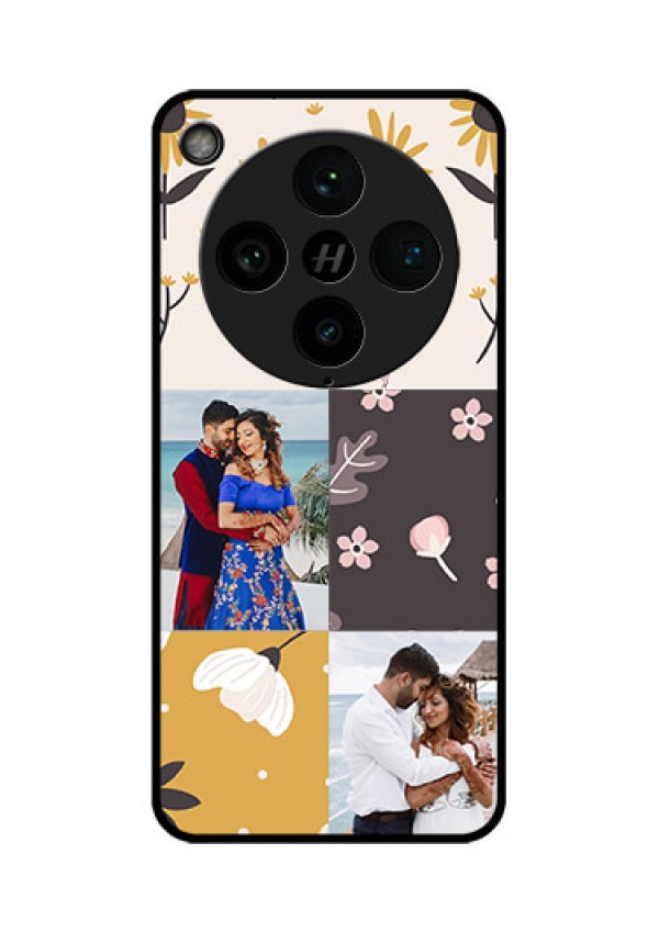 Find X8 Pro 5G Custom Glass Phone Case - 3 Images With Floral Design