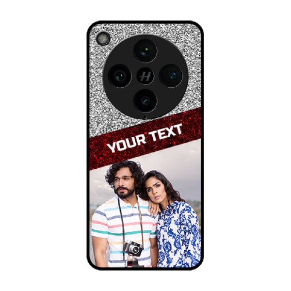 Find X8 Pro 5G Custom Glass Phone Case - Image Holder With Glitter Strip Design Find X8 Pro 5G Custom Glass Phone Case - Image Holder With Glitter Strip Design