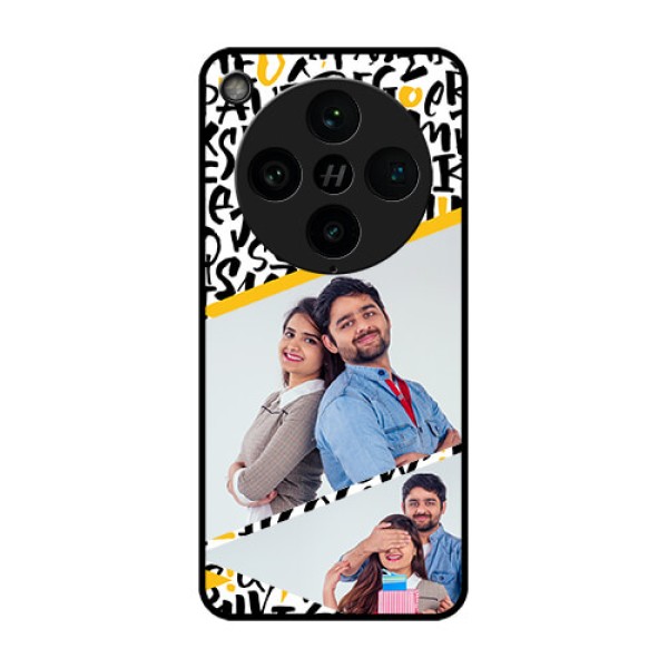 Find X8 Pro 5G Custom Glass Phone Case - Letters Pattern Design