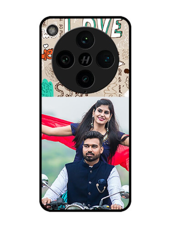 Custom Find X8 Pro 5G Custom Glass Phone Case - Love Doodle Pattern