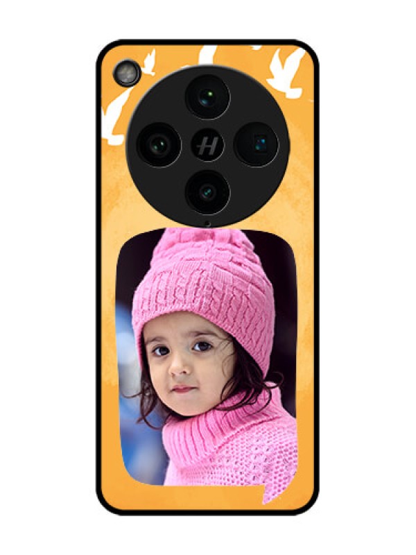 Custom Find X8 Pro 5G Custom Glass Phone Case - Water Color Design With Bird Icons