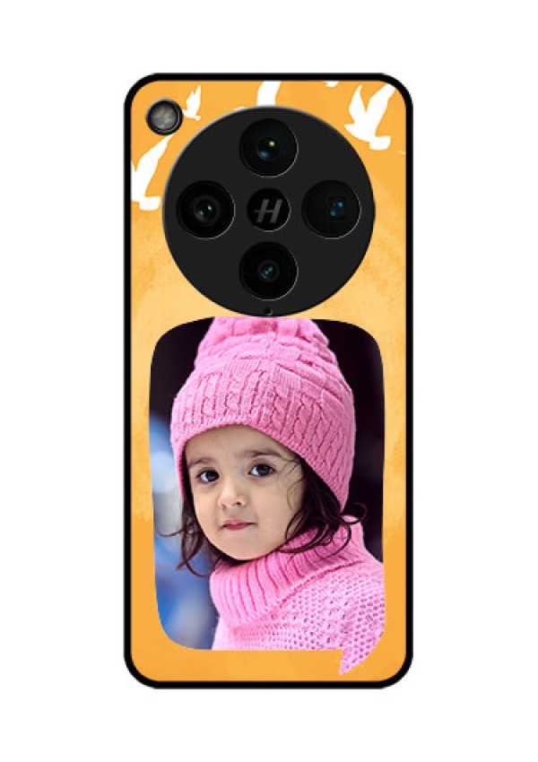 Find X8 Pro 5G Custom Glass Phone Case - Water Color Design With Bird Icons