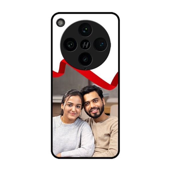 Find X8 Pro 5G Custom Glass Phone Case - Red Ribbon Frame Design
