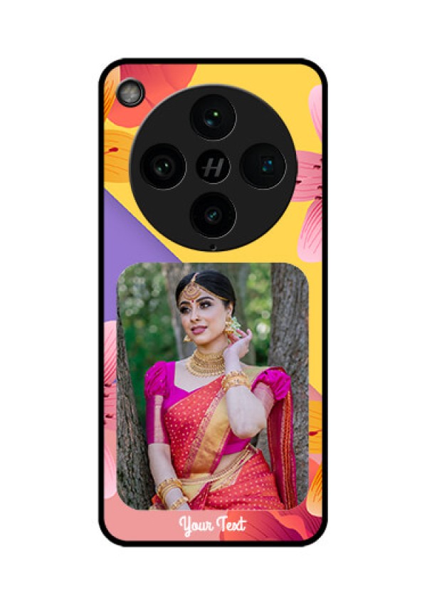 Find X8 Pro 5G Custom Glass Phone Case - 3 Image With Vintage Floral Design