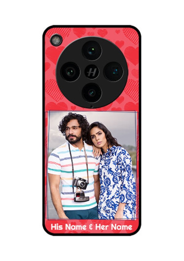 Find X8 Pro 5G Custom Glass Phone Case - With Red Heart Symbols Design