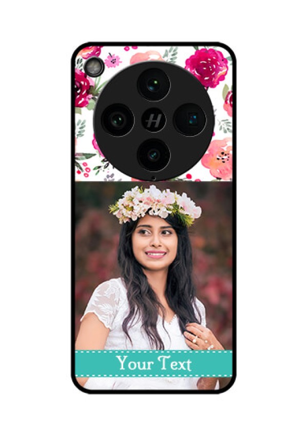 Find X8 Pro 5G Custom Glass Phone Case - Water Colors Floral Design